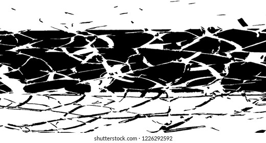 Monochrome Grunge Pattern. Abstract Black and White Texture with Scratched Lines, Spots and Blobs for Print, Card, Banner. Trendy Rough Halftone Pattern with Different Elements.