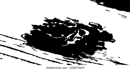 Monochrome Grunge Pattern. Abstract Black and White Texture with Scratched Lines, Spots and Blobs for Web Applications, Banner, Card. Vintage Rough Halftone Pattern with Different Elements.