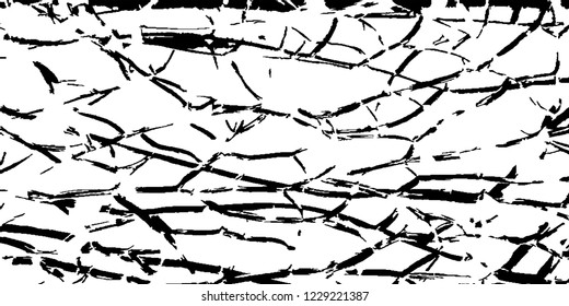 Monochrome Grunge Pattern. Abstract Black and White Texture with Scratched Lines, Spots and Blobs for Banner, Card, Wallpaper. Modern Rough Halftone Pattern with Different Elements.