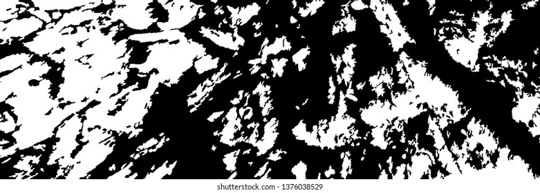 Monochrome Grunge Pattern. Abstract Black and White Texture with Scratched Lines, Spots and Blobs for Print, Card, Banner. Retro Rough Halftone Background with Different Elements.