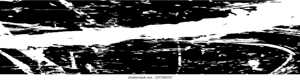 Monochrome Grunge Pattern. Abstract Black and White Texture with Scratched Lines, Spots and Blobs for Card, Print, Mobile Applications. Vintage Rough Halftone Pattern with Different Elements.
