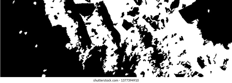 Monochrome Grunge Pattern. Abstract Black and White Texture with Scratched Lines, Spots and Blobs for Web Applications, Banner, Card. Vintage Rough Halftone Background with Different Elements.