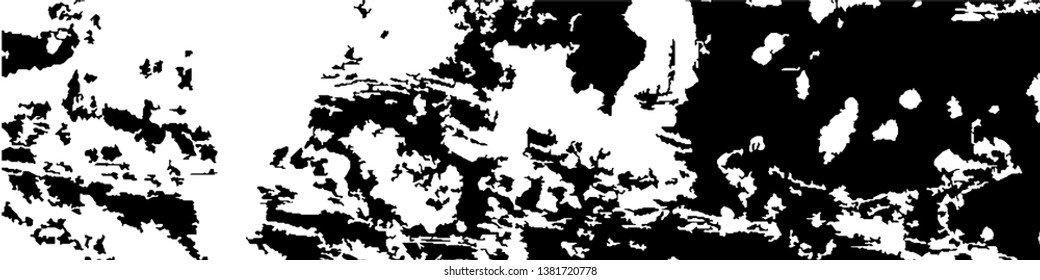 Monochrome Grunge Pattern. Abstract Black and White Texture with Scratched Lines, Spots and Blobs for Wallpaper, Print, Card. Trendy Rough Halftone Pattern with Different Elements.