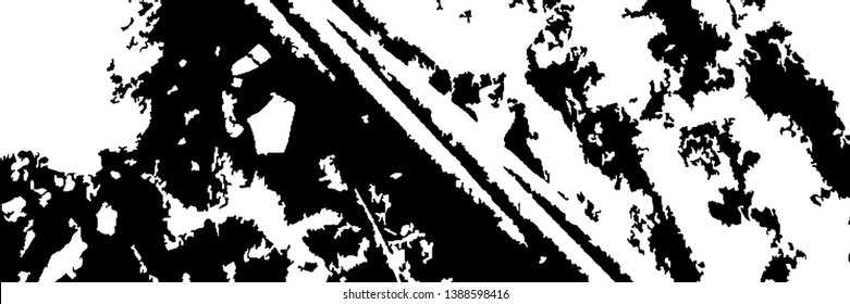 Monochrome Grunge Pattern. Abstract Black and White Texture with Scratched Lines, Spots and Blobs for Web Applications, Wallpaper, Print. Modern Rough Halftone Background with Different Elements.