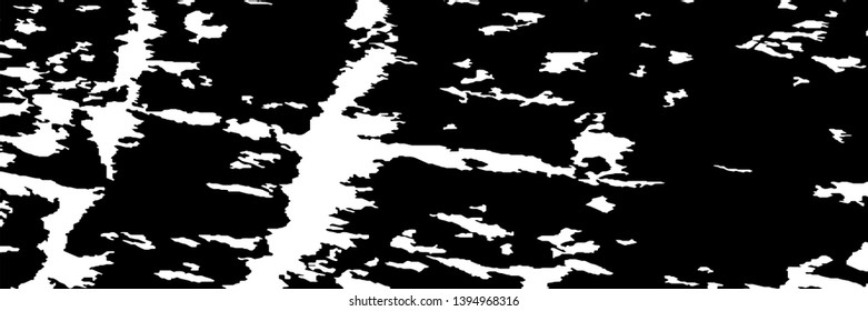 Monochrome Grunge Pattern. Abstract Black and White Texture with Scratched Lines, Spots and Blobs for Print, Card, Banner. Retro Rough Halftone Pattern with Different Elements.