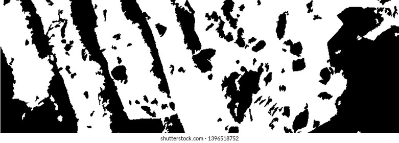 Monochrome Grunge Pattern. Abstract Black and White Texture with Scratched Lines, Spots and Blobs for Print, Card, Banner. Modern Rough Halftone Pattern with Different Elements.
