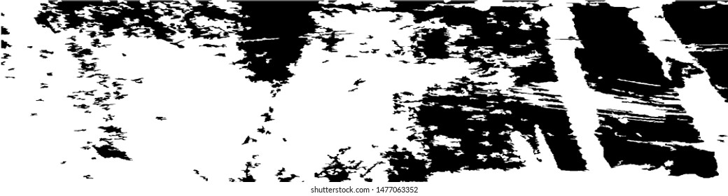 Monochrome Grunge Pattern. Abstract Black and White Texture with Scratched Lines, Spots and Blobs for Web Applications, Banner, Card. Retro Rough Halftone Background with Different Elements.