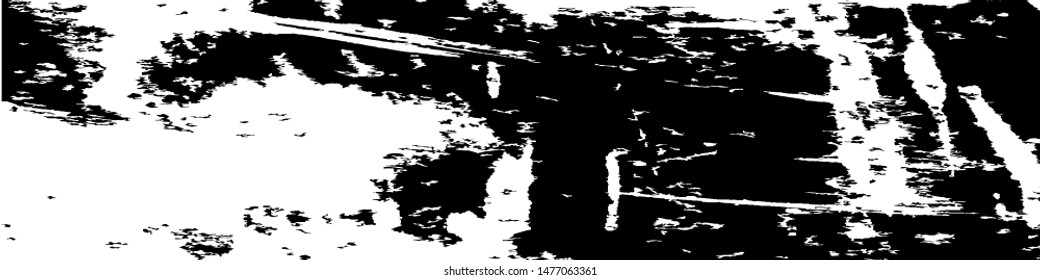 Monochrome Grunge Pattern. Abstract Black and White Texture with Scratched Lines, Spots and Blobs for Web Applications, Banner, Card. Retro Rough Halftone Pattern with Different Elements.