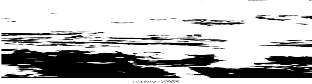 Monochrome Grunge Pattern. Abstract Black and White Texture with Scratched Lines, Spots and Blobs for Print, Card, Banner. Retro Rough Halftone Pattern with Different Elements.