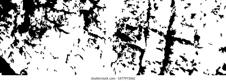 Monochrome Grunge Pattern. Abstract Black and White Texture with Scratched Lines, Spots and Blobs for Card, Print, Mobile Applications. Trendy Rough Halftone Background with Different Elements.