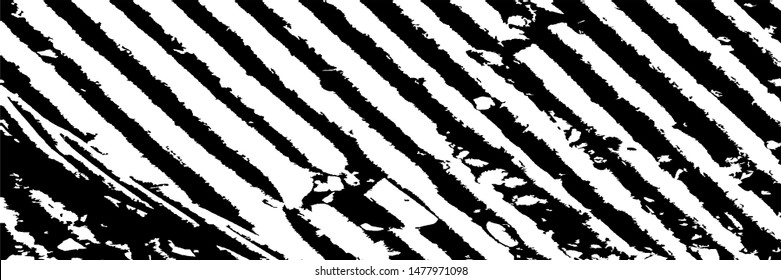 Monochrome Grunge Pattern. Abstract Black and White Texture with Scratched Lines, Spots and Blobs for Print, Card, Banner. Trendy Rough Halftone Pattern with Different Elements.