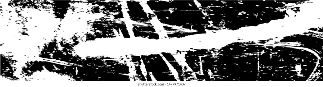 Monochrome Grunge Pattern. Abstract Black and White Texture with Scratched Lines, Spots and Blobs for Web Applications, Wallpaper, Print. Trendy Rough Halftone Pattern with Different Elements.