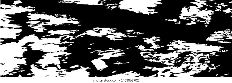 Monochrome Grunge Pattern. Abstract Black and White Texture with Scratched Lines, Spots and Blobs for Web Applications, Wallpaper, Print. Trendy Rough Halftone Pattern with Different Elements.