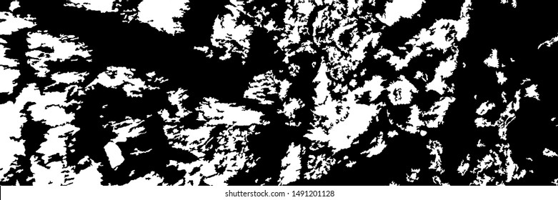 Monochrome Grunge Pattern. Abstract Black and White Texture with Scratched Lines, Spots and Blobs for Web Applications, Wallpaper, Print. Modern Rough Halftone Background with Different Elements.