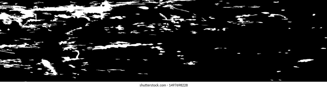 Monochrome Grunge Pattern. Abstract Black and White Texture with Scratched Lines, Spots and Blobs for Web Applications, Wallpaper, Print. Trendy Rough Halftone Background with Different Elements.