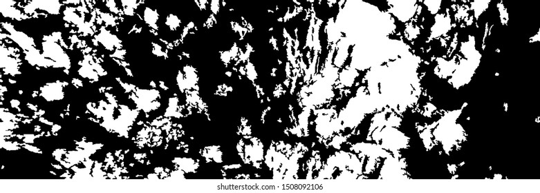 Monochrome Grunge Pattern. Abstract Black and White Texture with Scratched Lines, Spots and Blobs for Banner, Card, Wallpaper. Trendy Rough Halftone Pattern with Different Elements.
