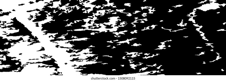 Monochrome Grunge Pattern. Abstract Black and White Texture with Scratched Lines, Spots and Blobs for Wallpaper, Print, Card. Trendy Rough Halftone Pattern with Different Elements.