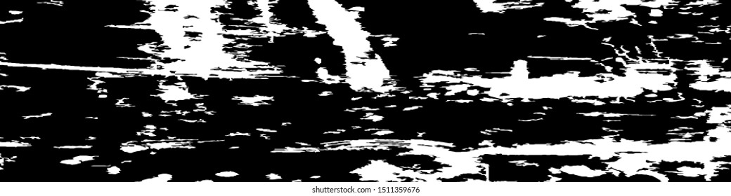 Monochrome Grunge Pattern. Abstract Black and White Texture with Scratched Lines, Spots and Blobs for Wallpaper, Print, Card. Retro Rough Halftone Background with Different Elements.