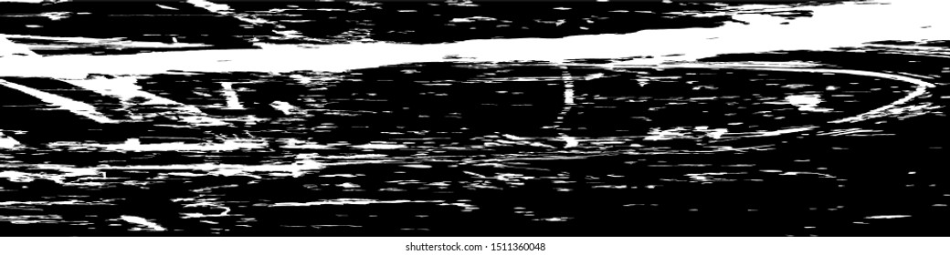 Monochrome Grunge Pattern. Abstract Black and White Texture with Scratched Lines, Spots and Blobs for Banner, Card, Wallpaper. Retro Rough Halftone Pattern with Different Elements.