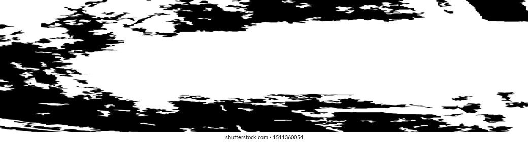 Monochrome Grunge Pattern. Abstract Black and White Texture with Scratched Lines, Spots and Blobs for Print, Card, Banner. Trendy Rough Halftone Background with Different Elements.