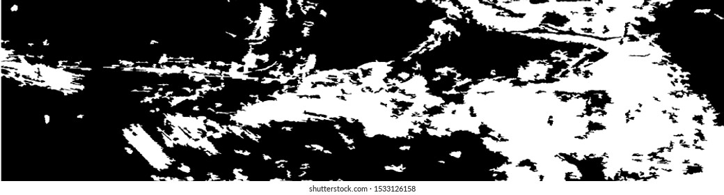 Monochrome Grunge Pattern. Abstract Black and White Texture with Scratched Lines, Spots and Blobs for Print, Card, Banner. Trendy Rough Halftone Pattern with Different Elements.