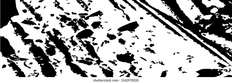 Monochrome Grunge Pattern. Abstract Black and White Texture with Scratched Lines, Spots and Blobs for Wallpaper, Print, Card. Retro Rough Halftone Pattern with Different Elements.