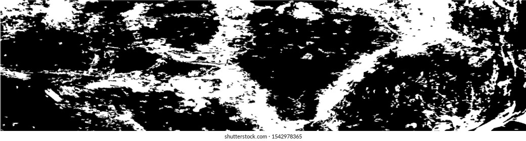 Monochrome Grunge Pattern. Abstract Black and White Texture with Scratched Lines, Spots and Blobs for Web Applications, Banner, Card. Trendy Rough Halftone Background with Different Elements.