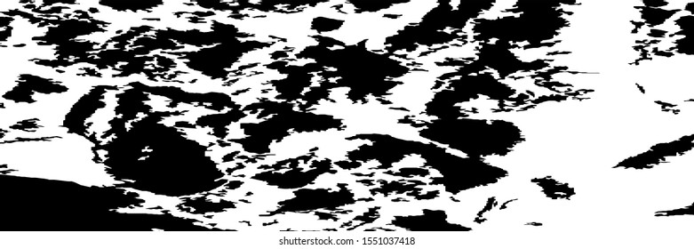 Monochrome Grunge Pattern. Abstract Black and White Texture with Scratched Lines, Spots and Blobs for Web Applications, Banner, Card. Retro Rough Halftone Background with Different Elements.