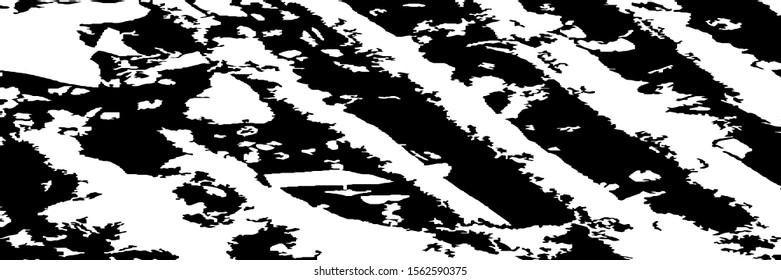 Monochrome Grunge Pattern. Abstract Black and White Texture with Scratched Lines, Spots and Blobs for Card, Print, Mobile Applications. Modern Rough Halftone Background with Different Elements.