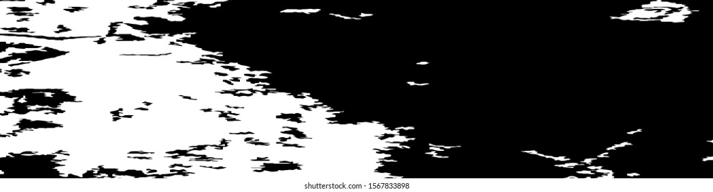 Monochrome Grunge Pattern. Abstract Black and White Texture with Scratched Lines, Spots and Blobs for Banner, Card, Wallpaper. Trendy Rough Halftone Background with Different Elements.