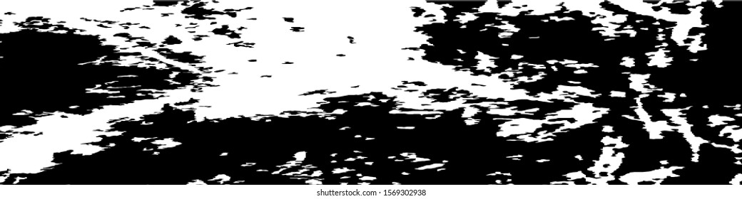 Monochrome Grunge Pattern. Abstract Black and White Texture with Scratched Lines, Spots and Blobs for Banner, Card, Wallpaper. Vintage Rough Halftone Background with Different Elements.