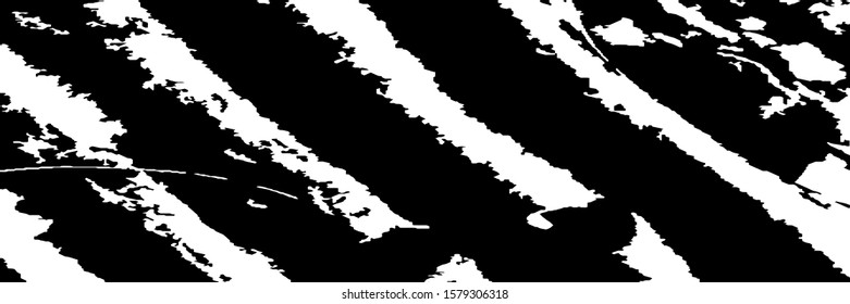 Monochrome Grunge Pattern. Abstract Black and White Texture with Scratched Lines, Spots and Blobs for Web Applications, Banner, Card. Vintage Rough Halftone Background with Different Elements.