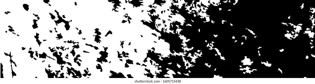 Monochrome Grunge Pattern. Abstract Black and White Texture with Scratched Lines, Spots and Blobs for Web Applications, Banner, Card. Modern Rough Halftone Pattern with Different Elements.