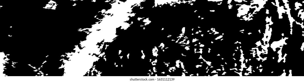 Monochrome Grunge Pattern. Abstract Black and White Texture with Scratched Lines, Spots and Blobs for Web Applications, Banner, Card. Vintage Rough Halftone Pattern with Different Elements.