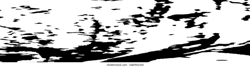 Monochrome Grunge Pattern. Abstract Black and White Texture with Scratched Lines, Spots and Blobs for Web Applications, Wallpaper, Print. Modern Rough Halftone Pattern with Different Elements.