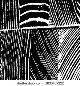 Monochrome Grunge Pattern. Grunge Background with Black and White Stripes. Rough Black and White Background. Rough Arcuate Stripes. Vector Texture. Nature Striped Background for your Design.