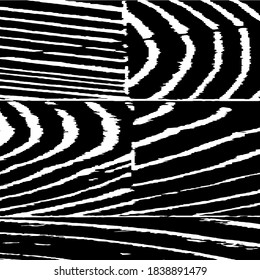 Patrón ondulado monocromo. Borde fondo con franjas en blanco y negro. Fondo negro y blanco áspero. Tiras Arcuadas Rosas. Textura vectorial. Fondo rayado de la naturaleza para su diseño.