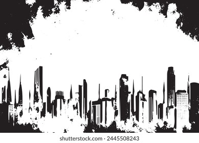 Monochrome Grunge texture, Abstract Texture with Scratched Lines, Spots, Vintage Rough Halftone Background with Different Elements.