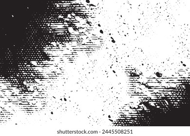 Monochrome Grunge texture, Abstract Texture with Scratched Lines, Spots, Vintage Rough Halftone Background with Different Elements.