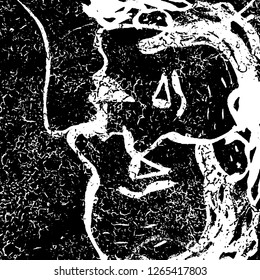 A monochrome grunge texture. Black and white abstract background