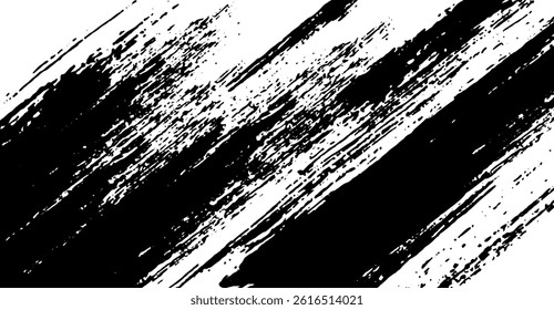 Monochrome Grunge Texture: Bold Black Brushstrokes and Dynamic White Space for Striking Contrast and Visual Interest in Graphic Design and Artistic Projects