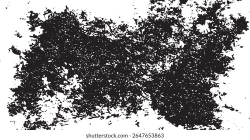 Monochrome grunge texture overlay features rough, distressed patterns in black and white, revealing irregular shapes and splatters that add depth and dimension to digital designs and artistic projects