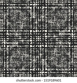 Monochrome Grunge Textured Checked Background. Seamless Pattern.