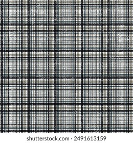 Monochrome Grunge Textured Checked Background. Seamless spring summer check textured Pattern.