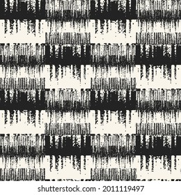 Monochrome Grunge Textured Checked Pattern