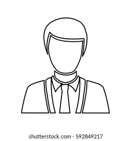 monochrome half body silhouette man faceless vector illustration