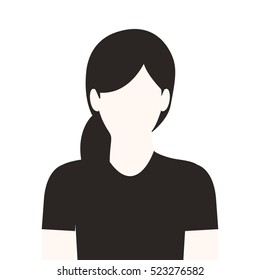 monochrome half body woman with long hair without face