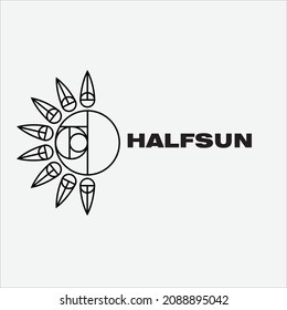 Monochrome Half Sun Logo Icon Design Vector