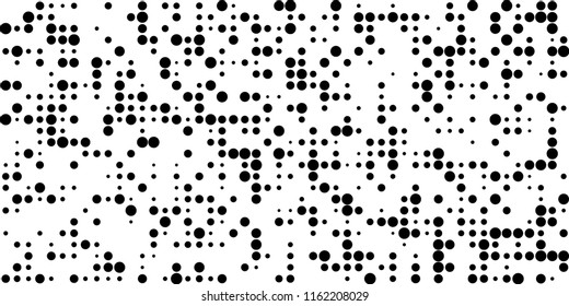 Monochrome Halftone Background. Abstract Texture with Different Sizes Black Dots on White Fond for Web or Mobile Application. Modern Digital Black and White Background. Vector Texture.