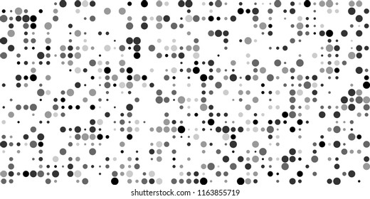 Monochrome Halftone Background. Abstract Texture with Different Sizes Black Dots on White Fond for Banner, Flyer, Mobile Application. Vintage Digital Black and White Background. Vector Texture.